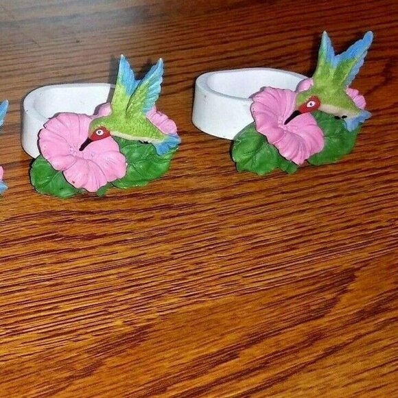 Humming bird Napkin Rings set of 4 VTG - Picture 2 of 7